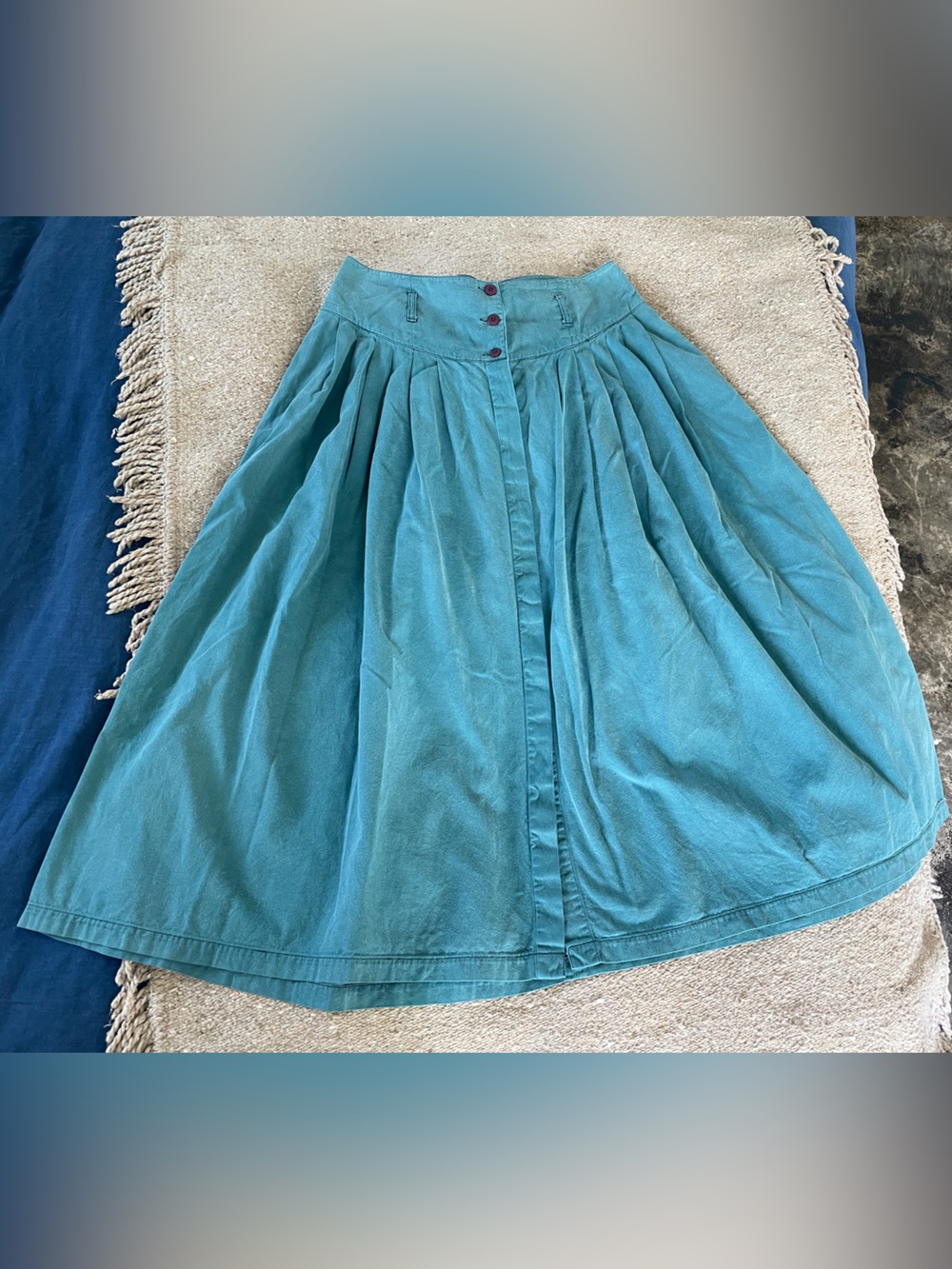 Amazing Vintage Button Down Full Long Cotton Skirt - Westernwear, Prairie -  14